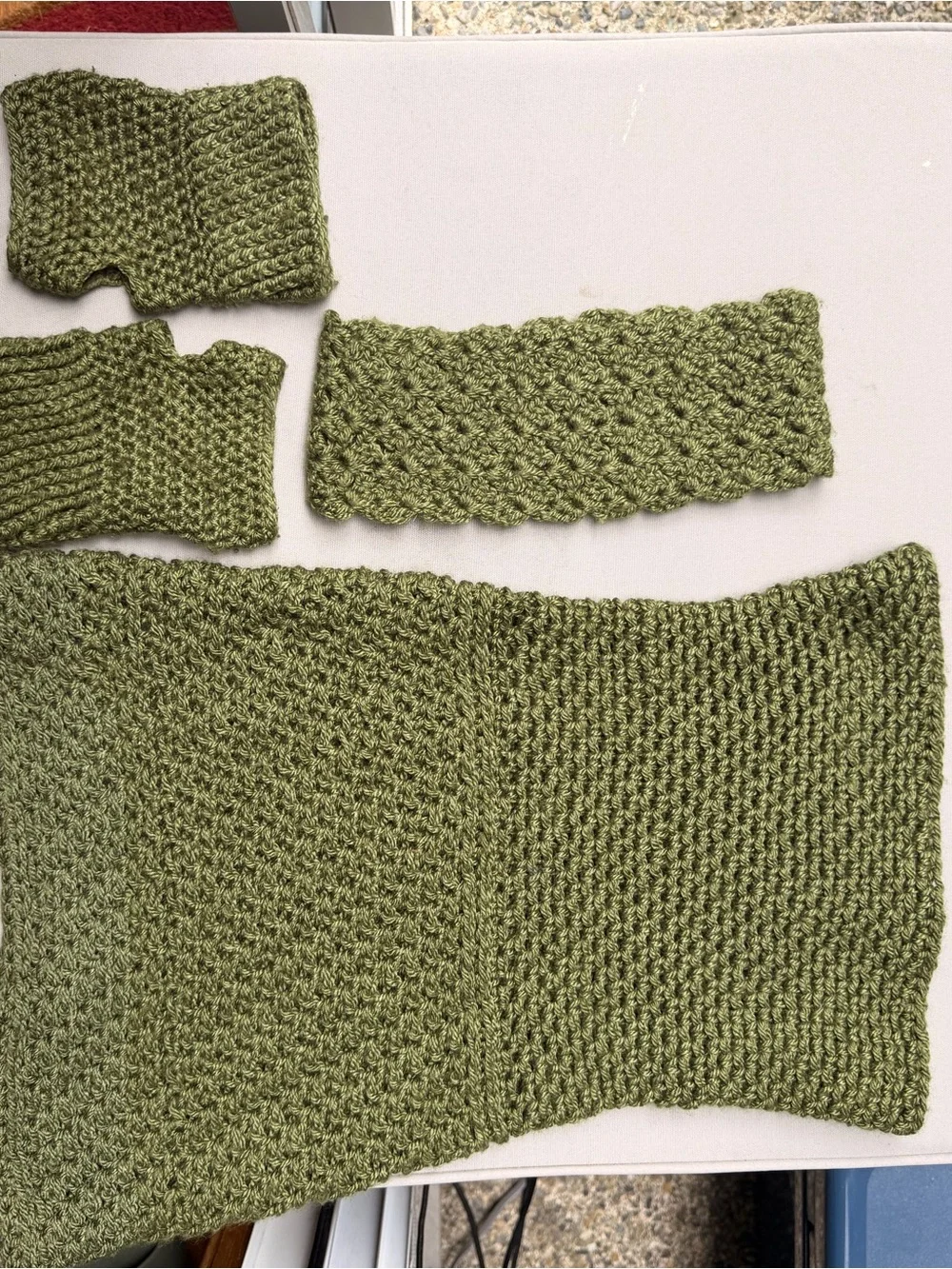 Handmade Olive green 3 Piece Knit Set